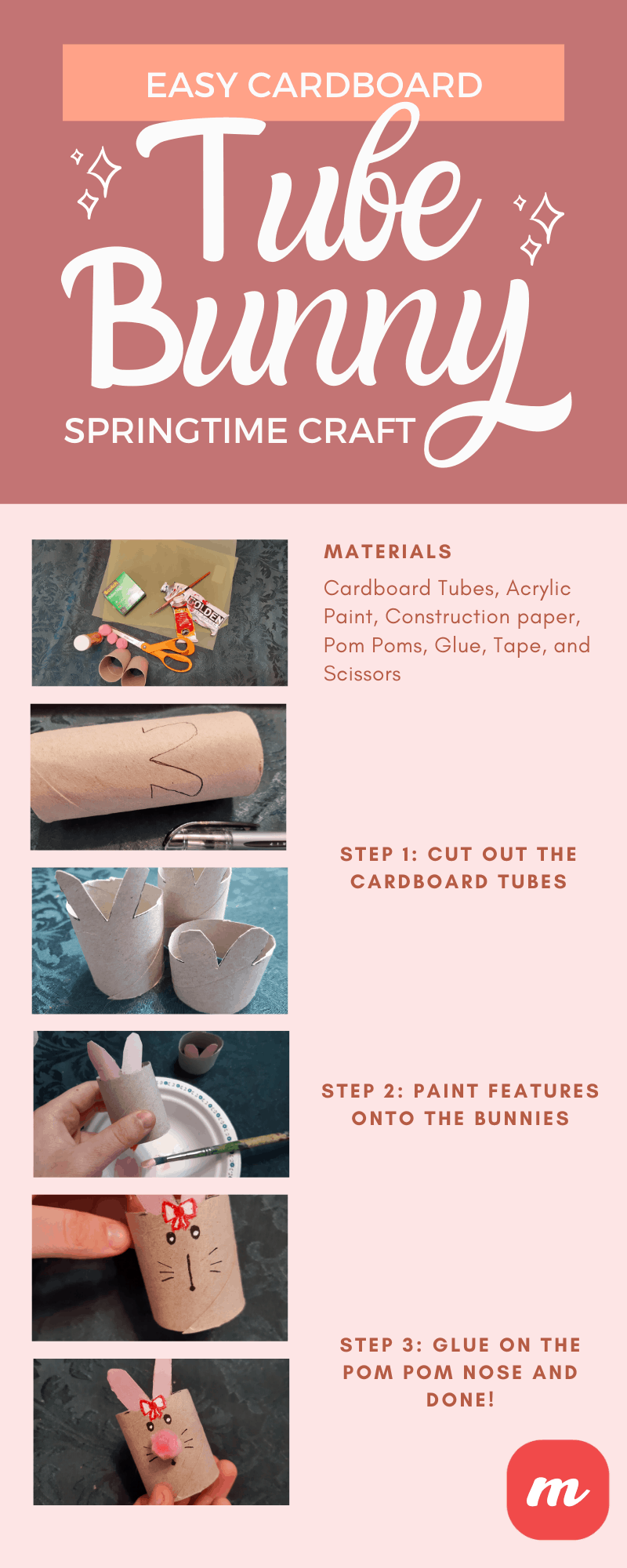 Easy Cardboard Tube Bunny Springtime Craft - Infographic