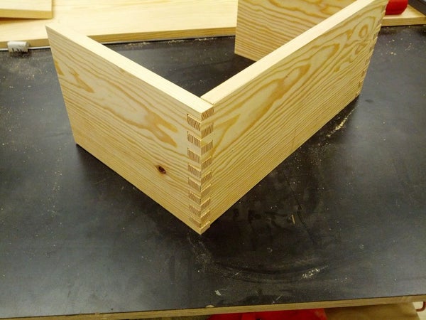 Constructed wooden box using a finger joints style.