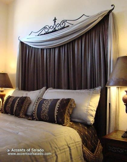 Brown curtain headboard