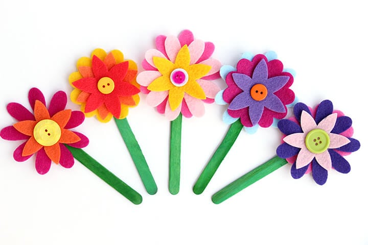 Felt Flower Bookmarks in white background