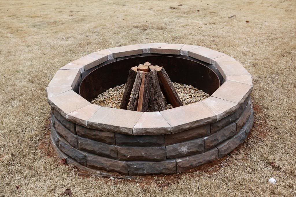 Stone Fire Pit with Metal Circle Inside