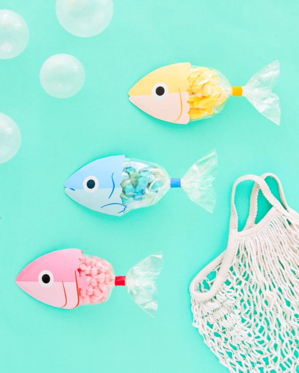 three fish-shaped party favor designs