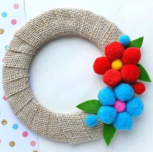 Floral Pom Pom Wreath