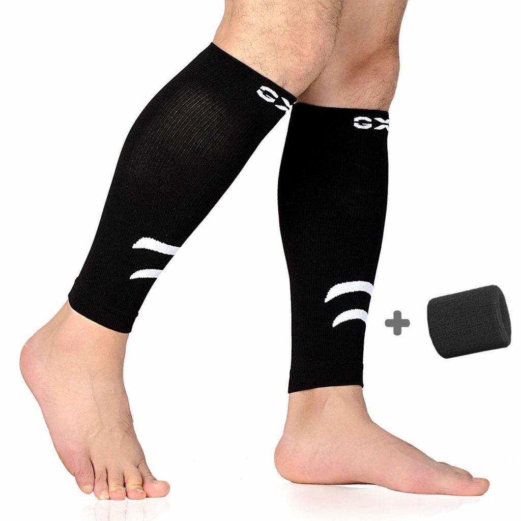 GXQ Calf Compression Sleeve black with white design