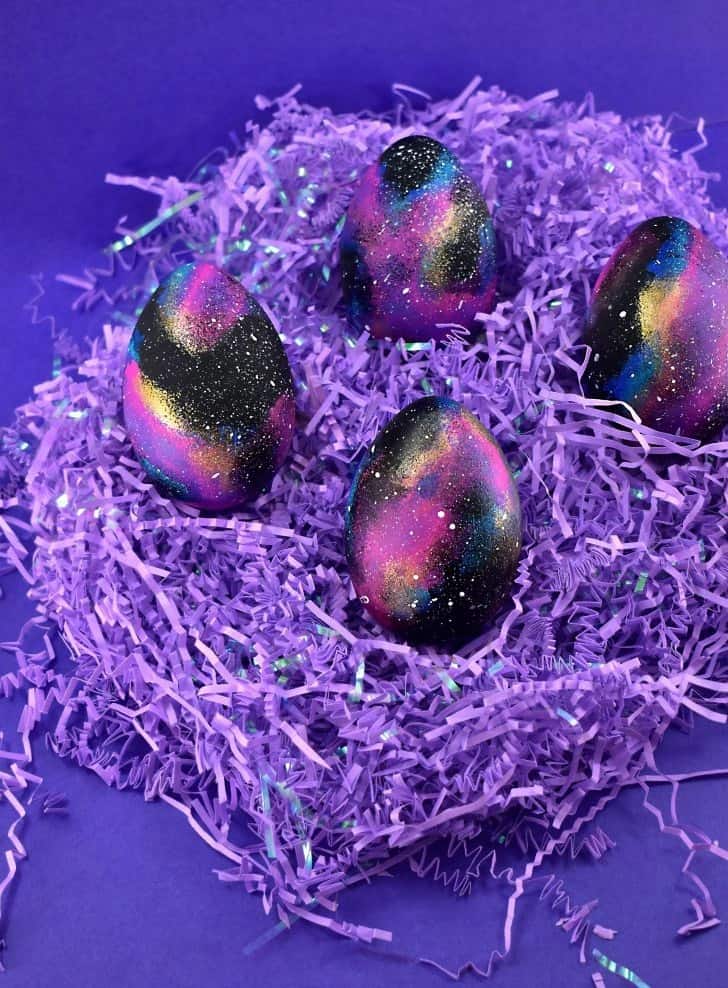 Galaxy Easter Egg in blueish purple background