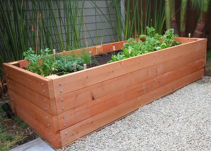 Redwood garden planter box