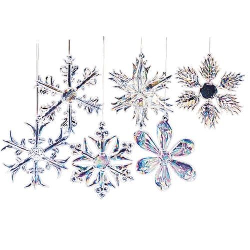 Hanging Glass Iridescent Snowflake Ornaments