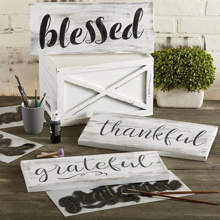 Grateful, Thankful, Blessed Stencil Set