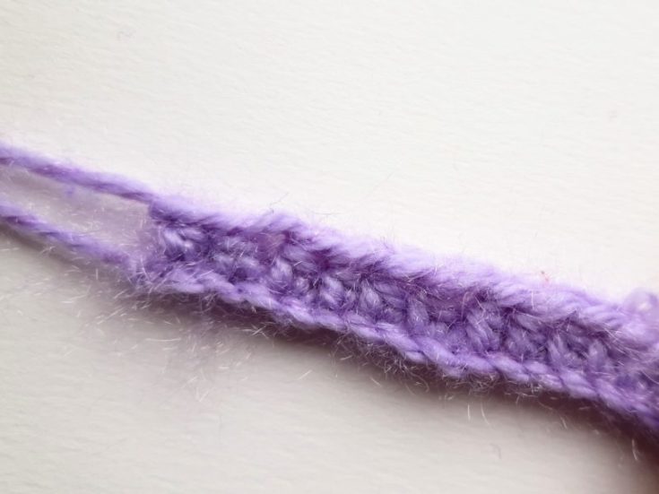 Purple yarn half double stitch