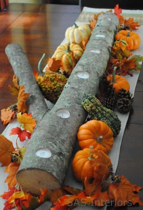 Log thanksgiving table centerpiece