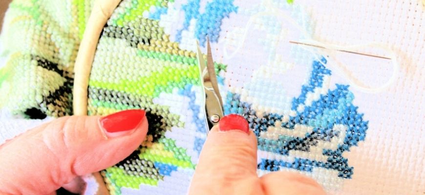 Woman doing embroidery