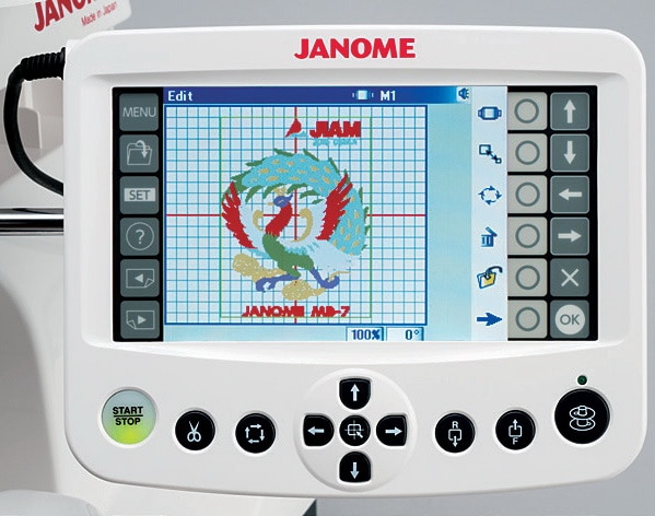 Janome MB-7 screen showing design for sewing.