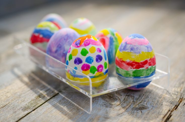 Kid-Friendly Easter Eggs in a plastic tray