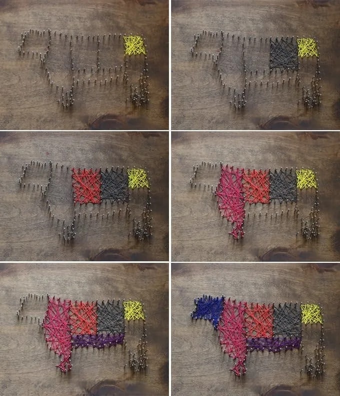 Kitchen Cows project using string art.