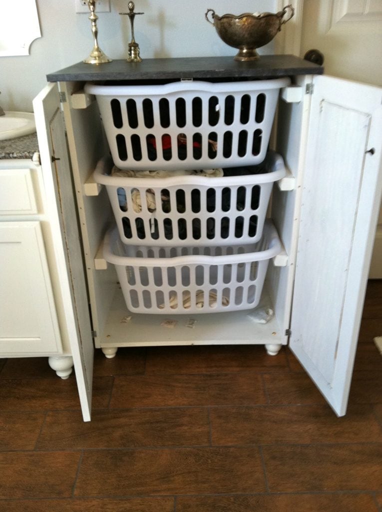 3 Layers Laundry Basket Dresser with Doors