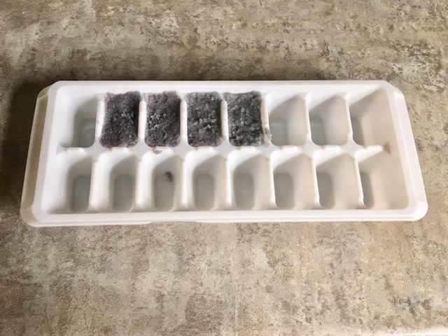 Letting the molded mixture dry in ice cube tray
