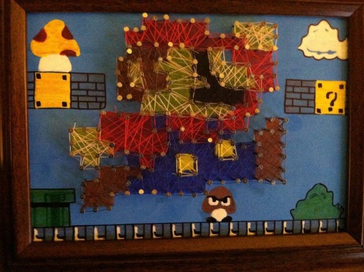 Mario Brothers string art project.