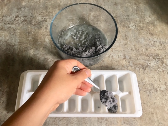 Molding the combine mixture using ice cube trays