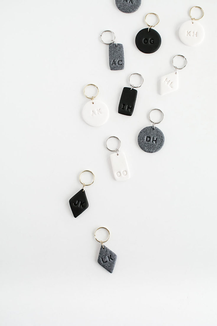 Monogrammed clay keychains