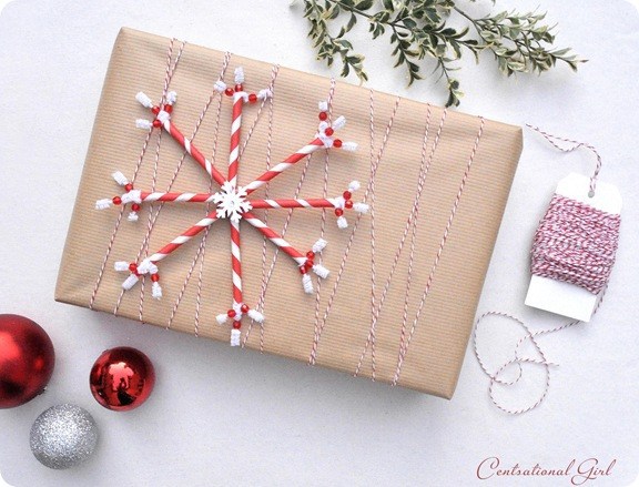 Centsational Girl Twine and Snowflake Christmas Gift Wrapper