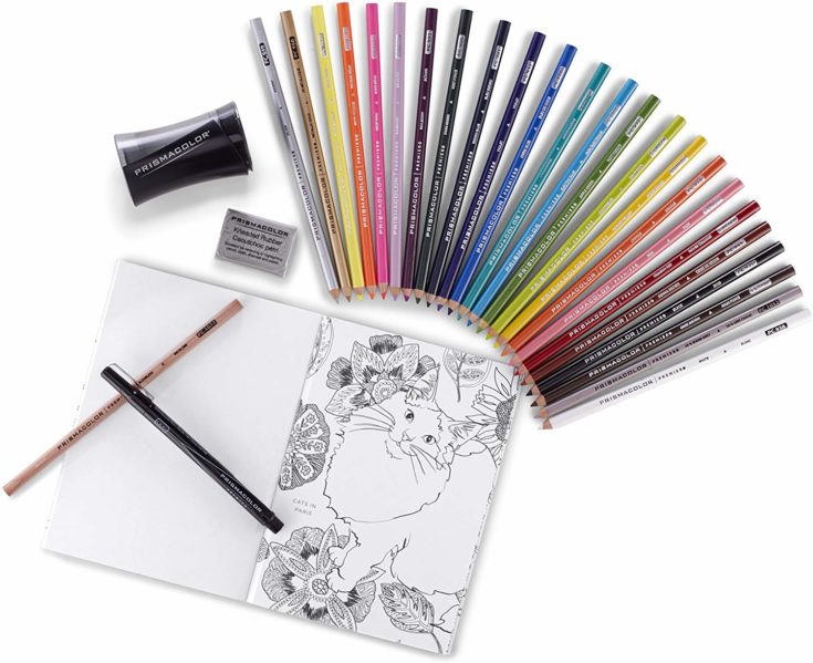 Prismacolor Premier Pencils Adult Coloring Kit with Blender isolated in white background