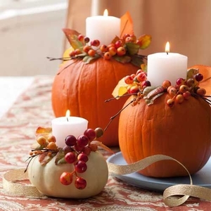 Pumpkin and gourds candle holder thanksgiving centerpiece in different sizes