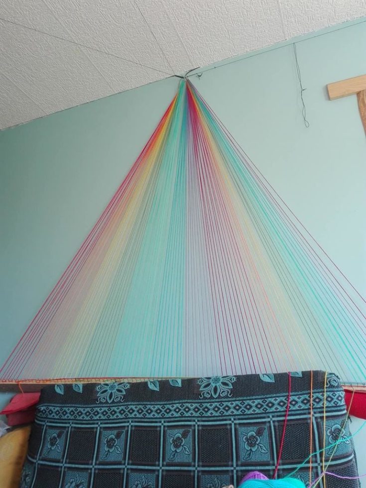 Rainbow Nest for the Ceiling string art