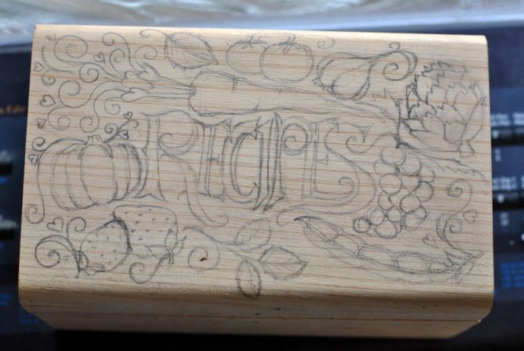 Recipe sketch on a wooden box