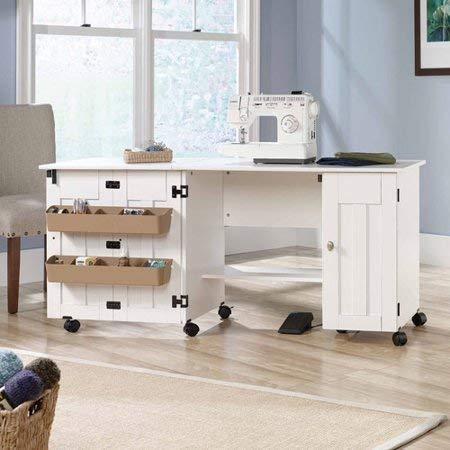 Soft White Sauder Sewing and Craft Table, Multiple Finishes plenty of room for your equipment and accessories