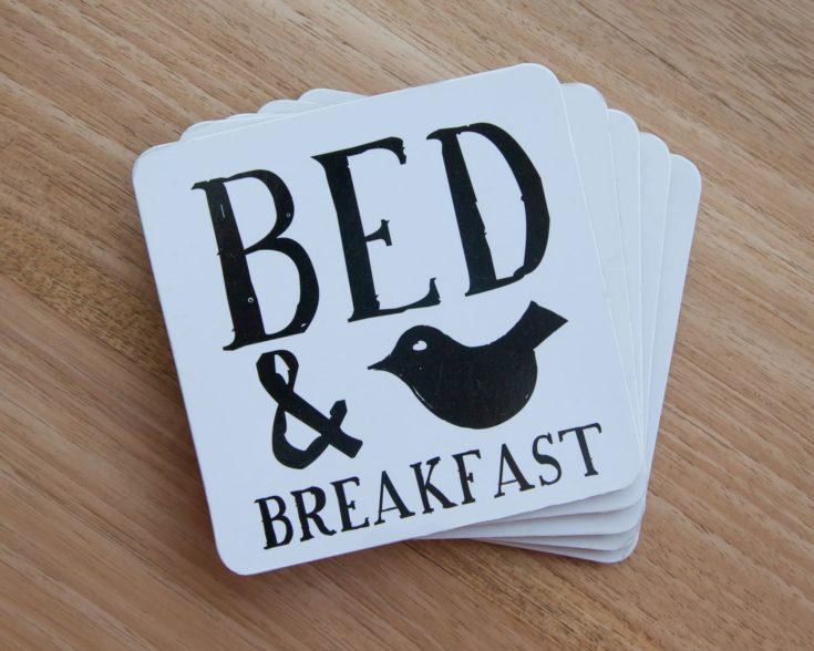 Set of coasters in a bed and breakfast