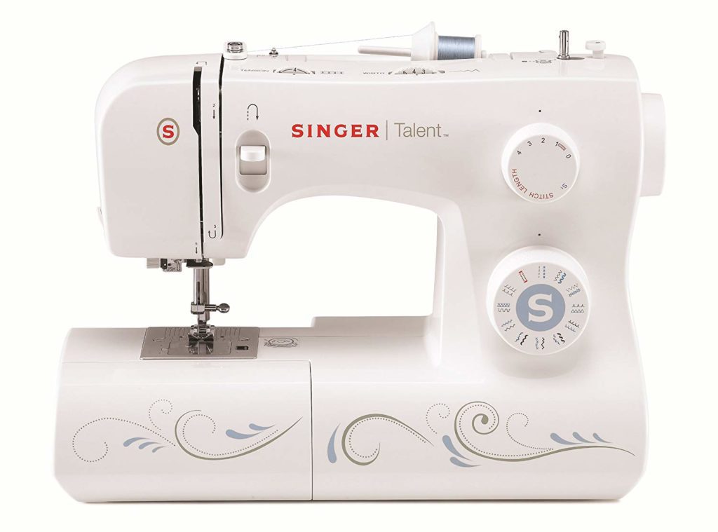 Singer 3323S portable sewing machine with swirl patterns on the base