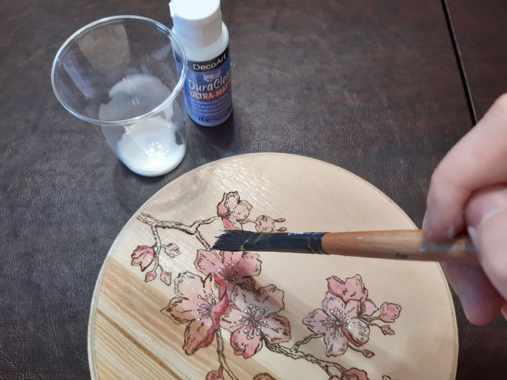 woman's hand Applying a wood finish to her wood project