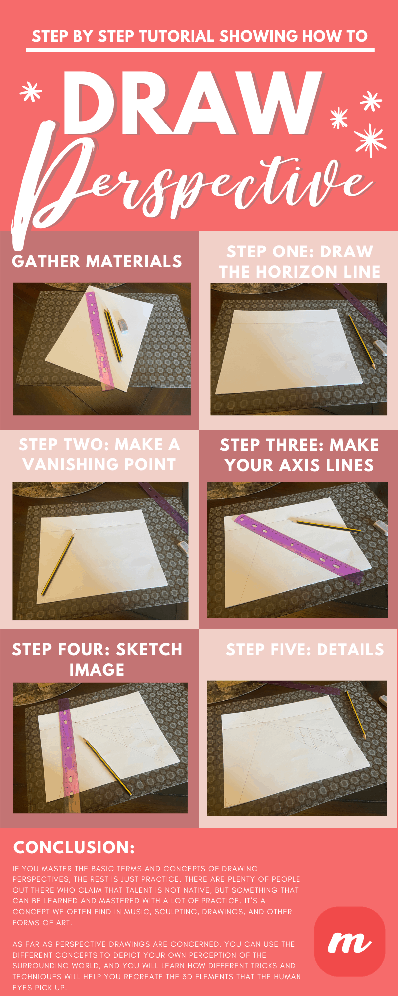Step by Step Tutorial Showing How to Draw Perspectives - Infographic