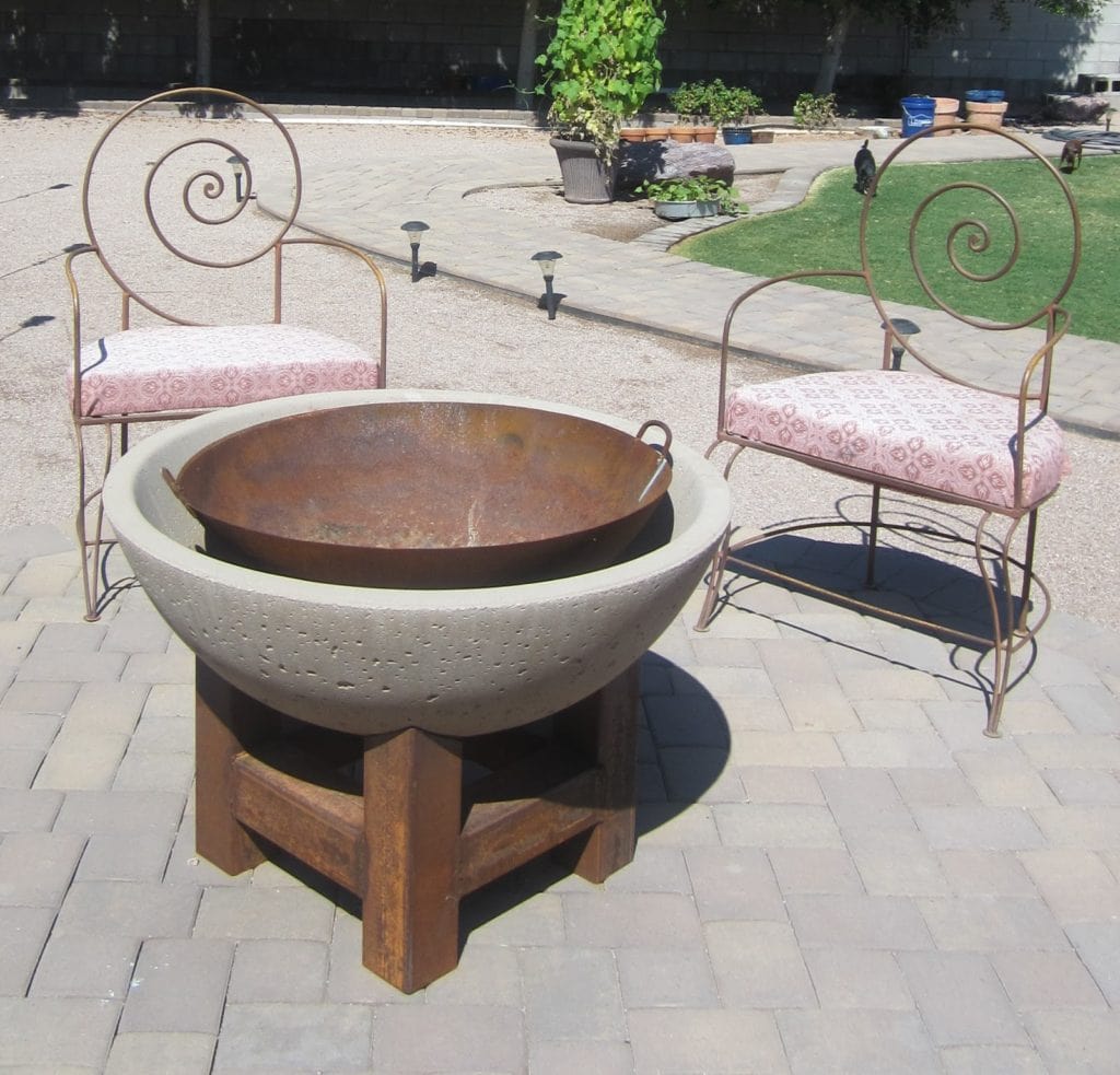 Stone and Metal Round Fire Pit