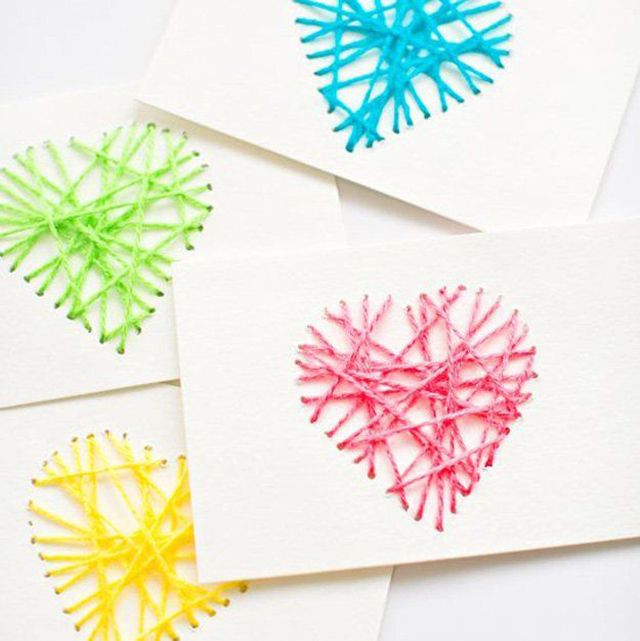 String Yarn Heart Cards