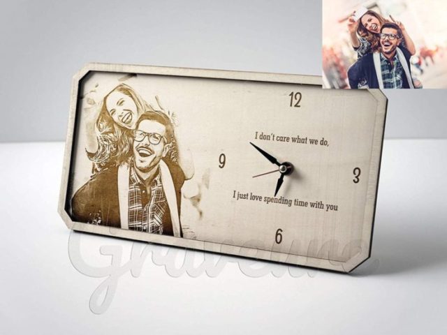 Table Clock Husband Christmas Gift For Husband Personalized Gift For Husband Wood Burned Art Custom Photo on Wood Clock Personalized