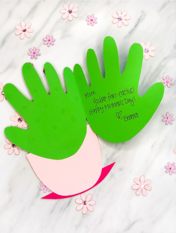 Handprint Cactus Card for mother's day.