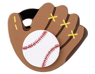 Painted Wooden Craft Shape: Baseball Glove, 3.5 x 3 inches