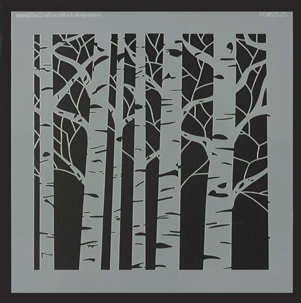 The Crafter's Workshop Stencil - Aspen Trees, 6'' x 6''