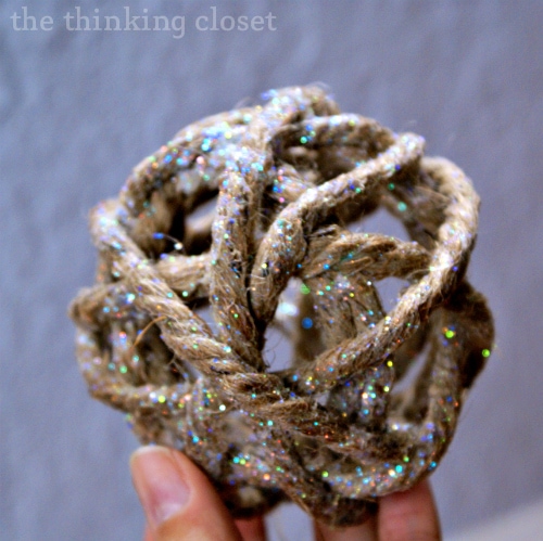 Twine Ball Christmas ornament with glitters