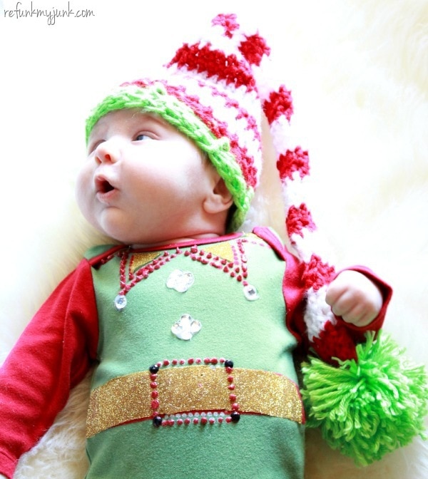 Christmas sweater with red sleeves for baby