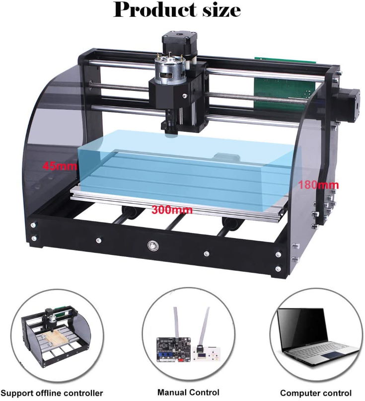 Click image to open expanded view MYSWEETY CNC 3018PRO-M Mini CNC Machine, with Offline Controller GRBL Control DIY Engraving CNC Router, 3 Axis Pcb Milling Machine, Wood Router Engraver, with ER11 and 5mm Extension Rod