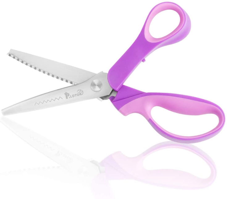 P.LOTOR Sewing Pinking Shears for Fabric Paper Professional Craft Scissors with Sharp Stainless Steel Blades, Lightweight Serrated Scissors with Comfortable Handle 9.3 Inch