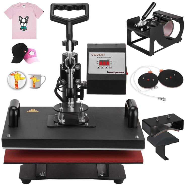 VEVOR Heat Press 12X15 Inch Heat Press Machine 5 in 1 Combo Heat Press Swing Away T-Shirt Hat Cap Mug Plate Digital Transfer Sublimation Machine