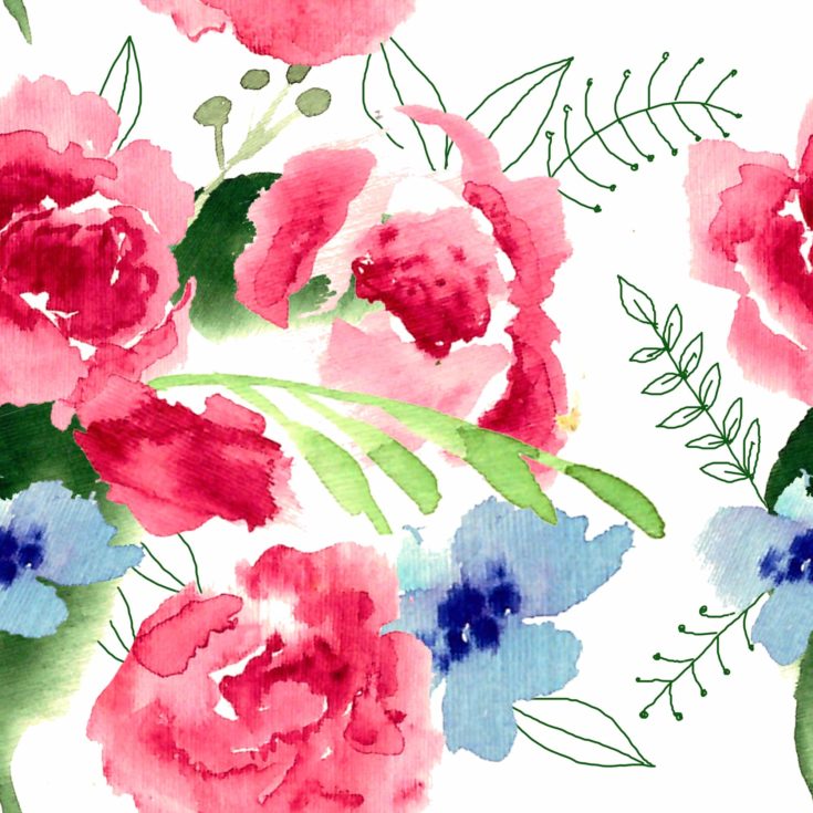 Watercolor garden and wild red flowers. Watercolor Floral bouquet illustration