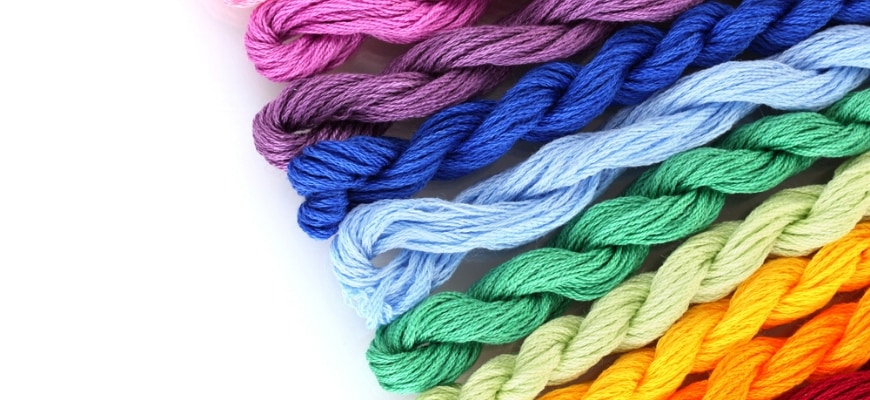 Assorted colors of embroidery floss.