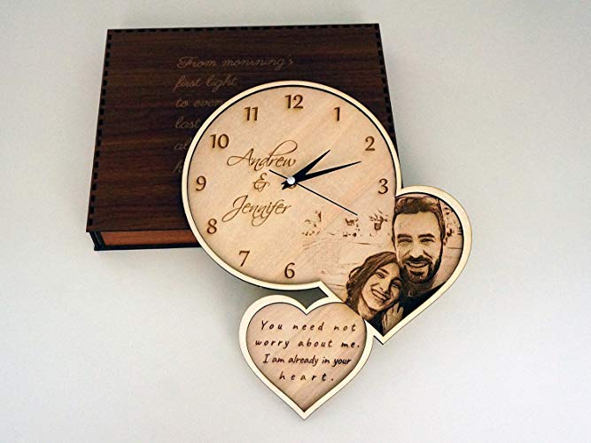 Wood Burned Picture, Your Custom Photo on Wood, Rustic Home Decor, Country Wall Art, Wooden Wall Clock, Customized Wall Clock