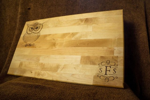 Wood Burning (Pyrography) Cutting Board with an owl design