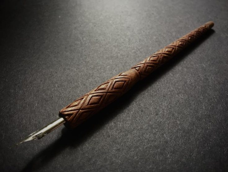 Wood Carved Calligraphy Art Dip Pen