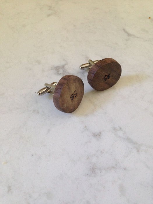 wood burning wood cufflinks